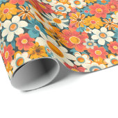 Retro Daisy Floral Wrapping Paper ラッピングペーパー (ロールコーナー)