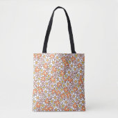 Retro Daisy Flower Pattern Tote Bag-Pink & Orange トートバッグ (正面)