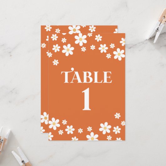 Retro daisy orange bridal shower table number 招待状 (正面/裏面インサイチュ)