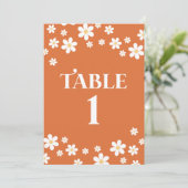 Retro daisy orange bridal shower table number 招待状 (スタンド正面)