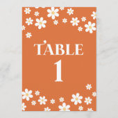 Retro daisy orange bridal shower table number 招待状 (正面)
