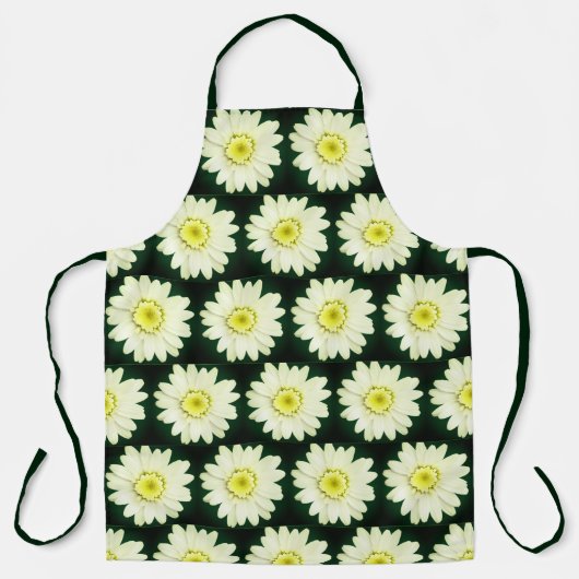 Retro  daisy pattern  in  dark green エプロン (正面)