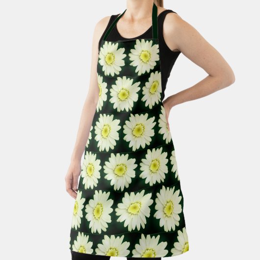 Retro  daisy pattern  in  dark green エプロン (インサイチュ)