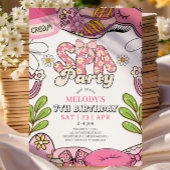 Retro Daisy Spa Party Birthday Invitation 招待状