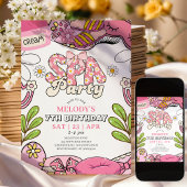 Retro Daisy Spa Party Birthday Invitation 招待状