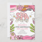 Retro Daisy Spa Party Birthday Invitation 招待状 (正面)