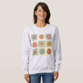 Retro Daisy Sweatshirt – Cute Floral Shirts スウェットシャツ (正面フル)