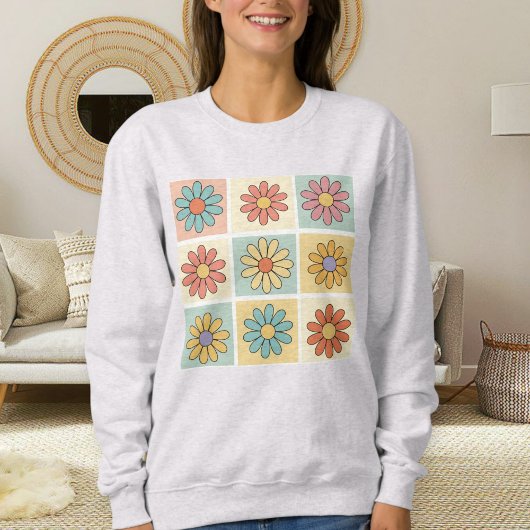Retro Daisy Sweatshirt – Cute Floral Shirts スウェットシャツ