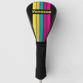 Retro Dark 80s Pin Striped with Name ゴルフヘッドカバー