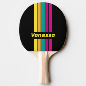 Retro Dark 80s Pin Striped with Name 卓球ラケット (裏面)