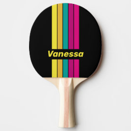 Retro Dark 80s Pin Striped with Name 卓球ラケット