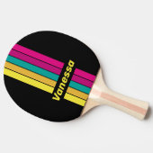 Retro Dark 80s Pin Striped with Name 卓球ラケット (横)