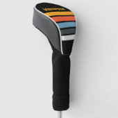 Retro Dark Rainbow Across Striping with Name ゴルフヘッドカバー (アングル)