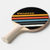 Retro Dark Rainbow Angled Striping with Name Ping 卓球ラケット (正面アングル)