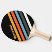 Retro Dark Rainbow Angled Striping with Name Ping 卓球ラケット (横)