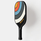 Retro Dark Rainbow Circle Stripe with Name ピックルボールラケット (左)
