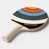 Retro Dark Rainbow Circle Stripe with Name 卓球ラケット (正面アングル)