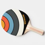 Retro Dark Rainbow Circle Stripe with Name 卓球ラケット (横)