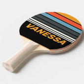 Retro Dark Rainbow Horizon Striping with Name Ping 卓球ラケット (正面アングル)