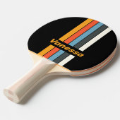 Retro Dark Rainbow Pin Striped with Name 卓球ラケット (正面アングル)