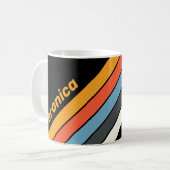 Retro Dark Rainbow Striped with Name コーヒーマグカップ (正面左)