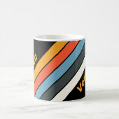 Retro Dark Rainbow Striped with Name コーヒーマグカップ (中央)