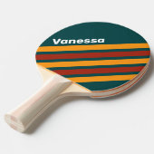 Retro Dark Teal Splash Angled Striping with Name 卓球ラケット (正面アングル)