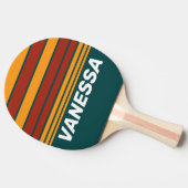 Retro Dark Teal Splash Horizon Striping with Name 卓球ラケット (横)