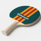 Retro Dark Teal Splash Pin Stripes with Name 卓球ラケット (正面アングル)