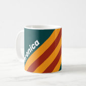 Retro Dark Teal Splash Stripes with Name コーヒーマグカップ (正面左)
