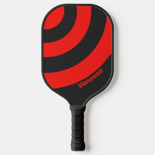 Retro Dark Three Circle Stripe with Name ピックルボールラケット (正面)