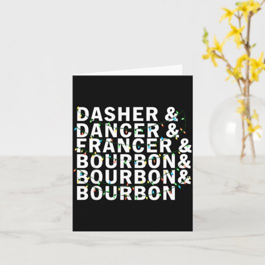 Retro Dasher Dancer Prancer Bourbon Christmas Funn カード (黄色い花)