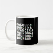 Retro Dasher Dancer Prancer Bourbon Christmas Funn コーヒーマグカップ (左)