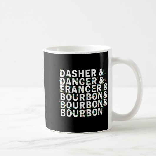 Retro Dasher Dancer Prancer Bourbon Christmas Funn コーヒーマグカップ (右)