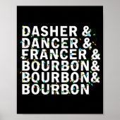 Retro Dasher Dancer Prancer Bourbon Christmas Funn ポスター (正面)