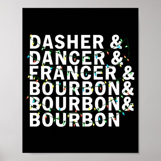 Retro Dasher Dancer Prancer Bourbon Christmas Funn ポスター (正面)