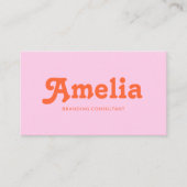 Retro Decorative Minimalist Orange Pink QR Code 名刺 (正面)