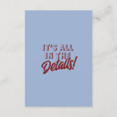 Retro Deep Red Blue Funky Modern Wedding Details   エンクロージャーカード (裏面)