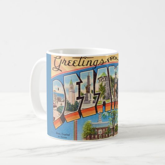 Retro Delaware Greeting Mug コーヒーマグカップ (正面左)