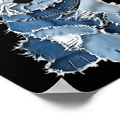 Retro Denim Dog Patch, Funny Shabby Blue Jean Pupp ポスター (角)