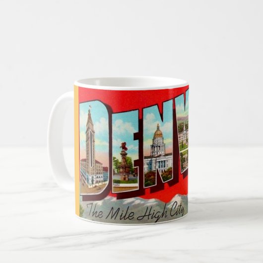 Retro Denver Colorado Postcard コーヒーマグカップ (正面左)