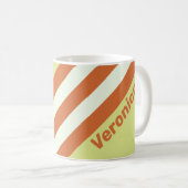 Retro Desert Cactus Stripes with Name コーヒーマグカップ (正面右)