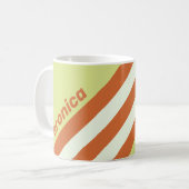 Retro Desert Cactus Stripes with Name コーヒーマグカップ (正面左)