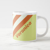 Retro Desert Cactus Stripes with Name ジャンボコーヒーマグカップ (右)