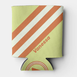 Retro Desert Cactus Stripes with Name 缶クーラー