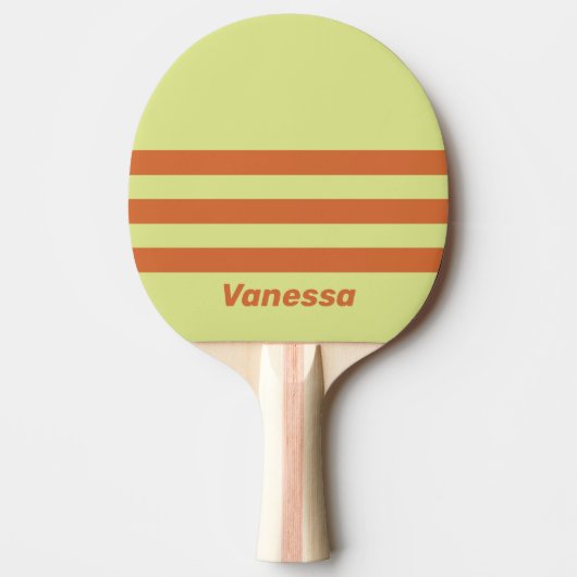 Retro Desert Cactus Three Across Stripe with Name 卓球ラケット (正面)