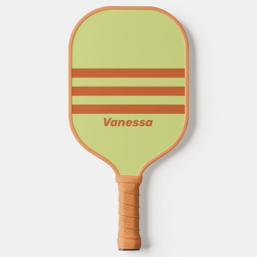 Retro Desert Cactus Three Across Striping with Nam ピックルボールラケット (正面)