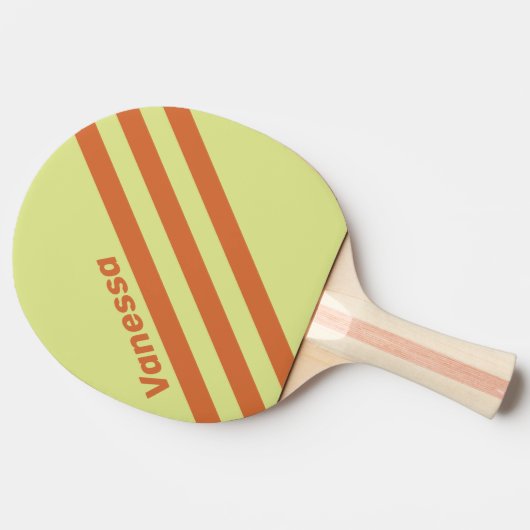 Retro Desert Cactus Three Angled Stripe with Name 卓球ラケット (横)