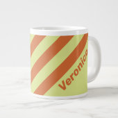 Retro Desert Cactus Three Stripes with Name ジャンボコーヒーマグカップ (正面右)