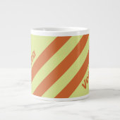 Retro Desert Cactus Three Stripes with Name ジャンボコーヒーマグカップ (正面)